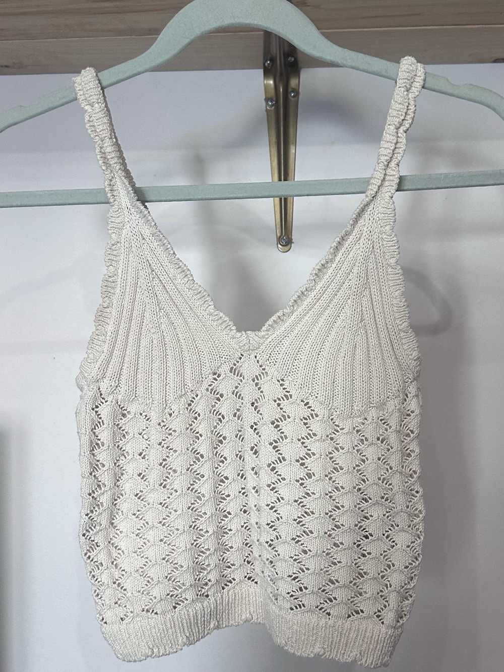 H&M Women's Cream Knit Crochet Tank Top